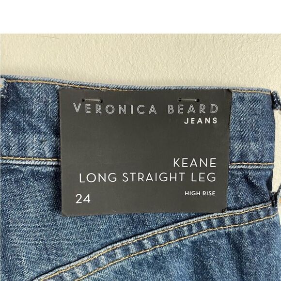 Veronica Beard NEW Keane Long Straight Leg Jeans Size 24 Split Front $298 - Picture 8 of 14